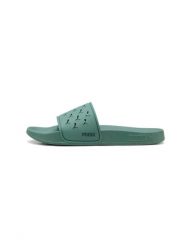Klapki PUMA Leadcat 2.0 Cut Out Vert. Zielone klapki damskie Puma, bez wzorów, z materiału, z otwartym noskiem, bez obcasa, bez zapięcia. Za 162.20 zł.