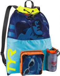 Torba z siatką do pływania Tyr Big Mesh mummy 40L. Niebieskie torby sportowe TYR, bez wzorów, z materiału. Za 113.70 zł.