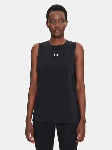 Under Armour Koszulka techniczna Rival Muscle 1383659 Czarny Regular Fit. Czarne koszulki damskie Under Armour, l, bez wzorów, z bawełny, bez kołnierzyka, bez ramiączek. Za 119.99 zł.