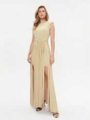 Rinascimento Sukienka wieczorowa CFC0115306003 Złoty Regular Fit. Żółte sukienki damskie Rinascimento, bez wzorów, z syntetyku, wizytowe, bez ramiączek. Za 449.99 zł.
