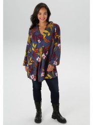 Aniston Bluzka w kolorze szaro-żółto-pomarańczowym rozmiar: 46. Pomarańczowe bluzki damskie Aniston, bez wzorów, z wiskozy, bez kołnierzyka, bez ramiączek. Za 82.99 zł.