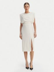 Rinascimento Sukienka koktajlowa CFC0127570003 Biały Slim Fit. Białe sukienki damskie Rinascimento, bez wzorów, z syntetyku, wizytowe, bez ramiączek. Za 549.99 zł.