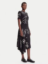Desigual Sukienka codzienna Calma 25WWVK44 Czarny Regular Fit. Czarne sukienki damskie Desigual, bez wzorów, z bawełny, bez ramiączek. Za 379.99 zł.