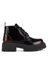 Badura Botki PILO-SL-04301 Bordowy. Czerwone botki damskie Badura, z lakierowanej skóry, bez obcasa, na płaskiej podeszwie, bez zapięcia. Za 279.99 zł.