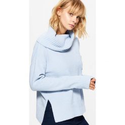 Sweter z odwijanym golfem - Turkusowy. Golfy damskie marki FOUGANZA. W wyprzedaży za 29.99 zł.