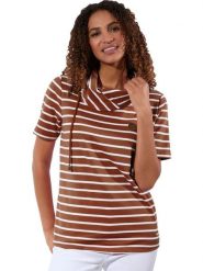 WITT WEIDEN Koszulka w kolorze brązowo-białym rozmiar: 42. Brązowe bluzki damskie WITT WEIDEN, z aplikacjami, ze skóry, bez kołnierzyka, bez ramiączek. Za 56.99 zł.