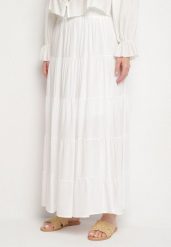 Biała Bawełniana Spódnica z Falbanami Nevione. Białe spódnice damskie Born2be, na co dzień, l, bez wzorów, z bawełny, eleganckie, maxi. Za 59.99 zł.