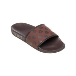 Sandały dla Kobiety SLIPPY IV. Brązowe sandały damskie Roxy, bez wzorów, z gumy, bez obcasa, bez zapięcia. Za 99.99 zł.