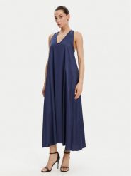 Fracomina Sukienka letnia FS25SD3005W64101 Granatowy Relaxed Fit. Niebieskie sukienki damskie Fracomina, bez wzorów, z wiskozy, bez ramiączek. Za 459.99 zł.