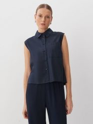 Someday Bluzka w kolorze granatowym rozmiar: 38. Niebieskie bluzki damskie someday., bez wzorów, z bawełny, bez kołnierzyka, bez ramiączek. Za 122.09 zł.