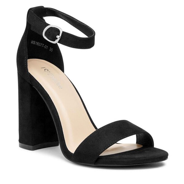 Sandały DeeZee. Czarne sandały damskie DeeZee, bez wzorów, bez obcasa, na słupku, bez zapięcia. Za 89.99 zł.