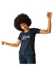 Regatta Koszulka "Filandra VIII" w kolorze granatowym rozmiar: 44. Niebieskie bluzki damskie Regatta, bez wzorów, z bawełny, bez kołnierzyka, bez ramiączek. Za 34.85 zł.