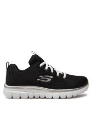 Skechers Sneakersy Get Connected 12615/BKW Czarny. Czarne obuwie sportowe damskie Skechers, z materiału, bez zapięcia. Za 189.99 zł.