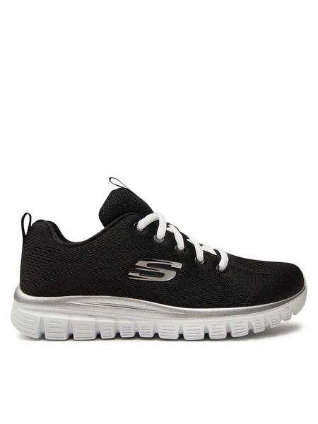 Skechers Sneakersy Get Connected 12615/BKW Czarny. Czarne obuwie sportowe damskie Skechers, z materiału, bez zapięcia. Za 189.99 zł.