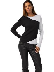 Heine Sweter w kolorze czarno-białym rozmiar: 46. Czarne swetry klasyczne damskie Heine, prążkowane, bez kołnierzyka. Za 86.99 zł.