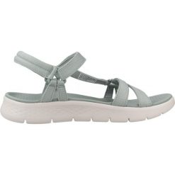 Sandały SKECHERS GO WALK FLEX SANDAL Niebieski. Zielone sandały damskie Skechers, bez wzorów, bez obcasa, bez zapięcia. Za 229.99 zł.