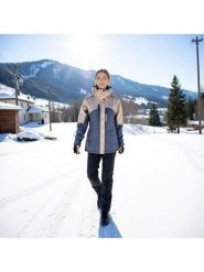 Alpine Pro Kurtka narciarska "Deara 2" w kolorze beżowo-niebieskim rozmiar: XL. Brązowe kurtki sportowe damskie Alpine Pro, m, bez wzorów, bez kaptura. Za 573.71 zł.