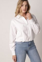 Biała Bawełniana Koszula o Kroju Bombki Oversize Walelia. Białe koszule damskie Born2be, l, bez wzorów, z bawełny, bez kołnierzyka, bez ramiączek. Za 139.99 zł.