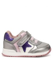Geox Sneakersy B Rishon B560LA 0AJAS C1AG8 Srebrny. Szare buty sportowe dziewczęce Geox, bez wzorów, ze skóry, bez zapięcia. Za 159.99 zł.