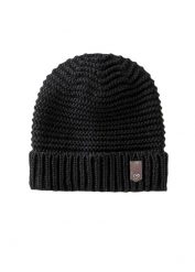 Czapka z dzianiny z aplikacją. Czarne czapki damskie bonprix, z aplikacjami, z dzianiny. Za 59.99 zł.