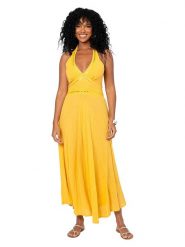 Aller Simplement Sukienka w kolorze żółtym rozmiar: 34-40. Żółte sukienki damskie Aller Simplement, bez wzorów, z bawełny, bez ramiączek. Za 100.99 zł.