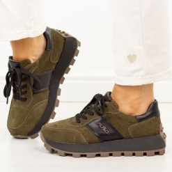 Khaki skórzane sneakersy damskie Filippo Dp7983/26. Brązowe obuwie sportowe casual damskie Filippo, z dzianiny. Za 299.00 zł.