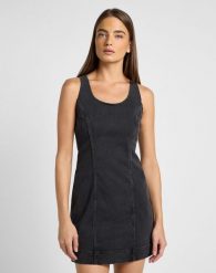 LEE DAMSKA SUKIENKA JEANSOWA FOREVERFIT DRESS BLACK AVEY 112355124 LI66017916. Czarne sukienki damskie Lee, bez wzorów, z jeansu, bez ramiączek. Za 189.99 zł.