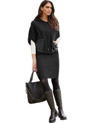 Heine Bluza w kolorze czarnym rozmiar: 48. Czarne bluzy damskie Heine, bez wzorów, ze skóry, z kapturem. Za 86.99 zł.