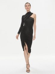 Just Cavalli Sukienka koktajlowa 75PAO9A7 Czarny Slim Fit. Czarne sukienki damskie Just Cavalli, bez wzorów, z wiskozy, wizytowe, bez ramiączek. Za 1,769.00 zł.