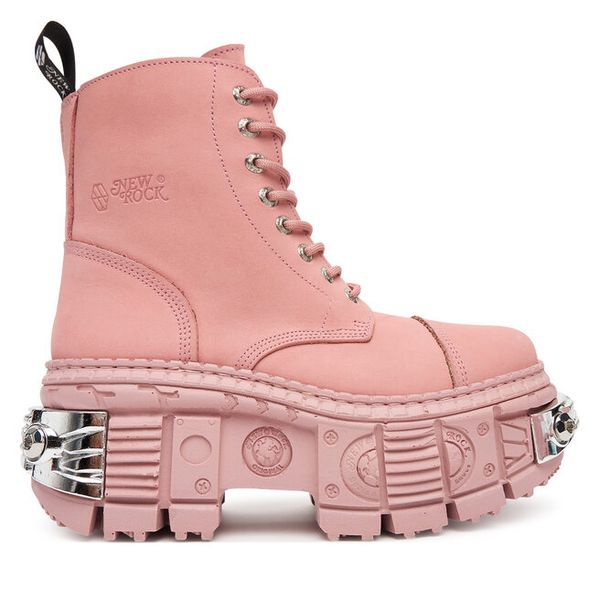 Trzewiki NEW ROCK. Czerwone botki damskie NEW ROCK, rockowe, bez obcasa, na koturnie, bez zapięcia. Za 1,529.00 zł.