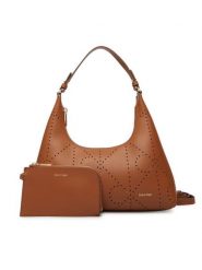 Calvin Klein Torebka Emblem Aop Perfor Lthr Bag LV04F3367G Brązowy. Brązowe torebki klasyczne damskie Calvin Klein, ze skóry, bez dodatków. Za 899.99 zł.