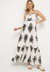 Czarna Wiskozowa Sukienka Rozkloszowana ze Wzorem Boho Silazi. Czarne sukienki damskie Born2be, bez wzorów, z wiskozy, boho, bez ramiączek. Za 89.99 zł.