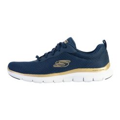 Buty sportowe damskie Skechers Flex Appeal 4.0 Brillant View. Niebieskie obuwie sportowe casual damskie Skechers, z materiału. W wyprzedaży za 229.00 zł.
