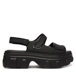 Sandały Melissa. Czarne sandały damskie Melissa, bez wzorów, bez obcasa, na koturnie, bez zapięcia. Za 578.99 zł.