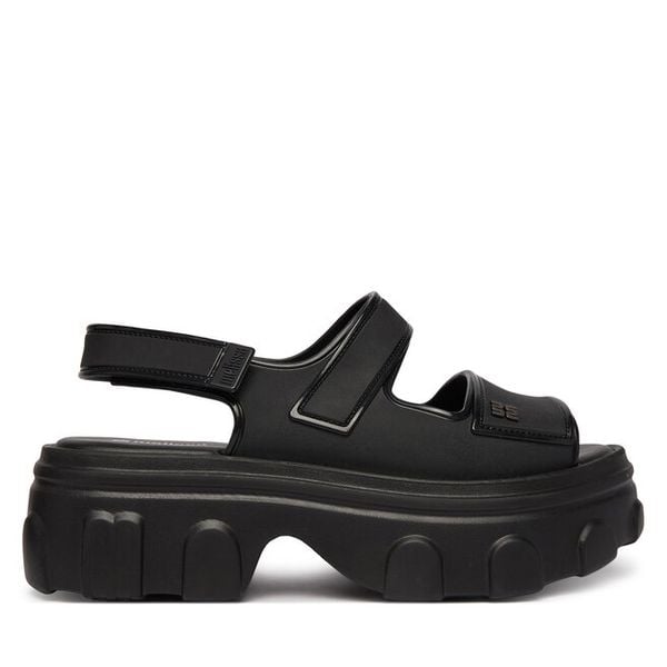 Sandały Melissa. Czarne sandały damskie Melissa, bez wzorów, bez obcasa, na koturnie, bez zapięcia. Za 578.99 zł.