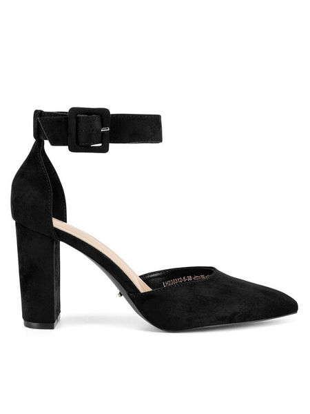 DeeZee Czółenka LH230312-5 Czarny. Czarne czółenka damskie DeeZee, bez wzorów, z materiału, bez obcasa. Za 129.99 zł.