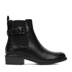 Botki DeeZee. Czarne botki damskie DeeZee, bez obcasa, na płaskiej podeszwie, bez zapięcia. Za 189.99 zł.