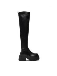 Buffalo Kozaki Vicious Stretch Overknee 1223076 Czarny. Czarne kozaki damskie Buffalo, ze skóry, bez obcasa, na słupku, bez zapięcia. Za 749.99 zł.