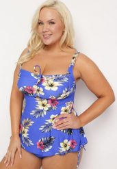 Niebieskie Dwuczęściowy Strój Kąpielowy z Topem i Majtkami z Wysokim Stanem Talmeria. Niebieskie bikini Born2be, bez wzorów. Za 84.99 zł.