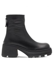 Badura Botki TAL-04 Czarny. Czarne botki damskie Badura, ze skóry, bez obcasa, na słupku, bez zapięcia. Za 349.99 zł.