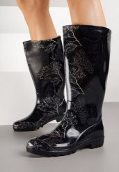 Czarne Kalosze o Klasycznym Fasonie z Motywem Roślinnym Talvanne. Czarne kalosze damskie Renee, bez wzorów. Za 64.99 zł.