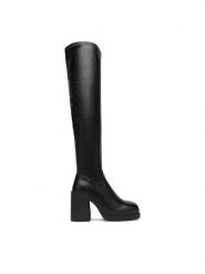 DeeZee Kozaki 6101-1 Czarny. Czarne kozaki damskie DeeZee, z materiału, bez obcasa, na słupku, bez zapięcia. Za 249.99 zł.