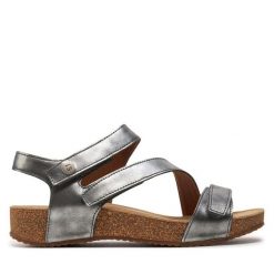 Sandały Josef Seibel. Szare sandały damskie Josef Seibel, bez wzorów, bez obcasa, na płaskiej podeszwie, bez zapięcia. Za 309.99 zł.