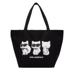 Torebka KARL LAGERFELD. Czarne shopper bag KARL LAGERFELD, bez wzorów, bez dodatków. Za 389.99 zł.