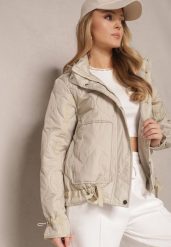 Beżowa Pikowana Kurtka z Kieszeniami i Odpinanym Kapturem Eranela. Brązowe kurtki damskie Renee, l, bez wzorów, z jeansu. Za 189.99 zł.