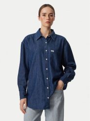 Guess Jeans Koszula jeansowa W6YHC2 D1195 Niebieski Relaxed Fit. Niebieskie koszule damskie Guess Jeans, m, z aplikacjami, z jeansu, bez kołnierzyka, bez ramiączek. Za 389.99 zł.