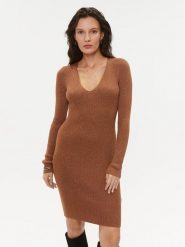TWINSET Sukienka dzianinowa 232TT3272 Brązowy Slim Fit. Brązowe sukienki damskie Twinset, bez wzorów, z dzianiny, bez ramiączek. Za 399.99 zł.