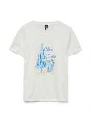 Vero Moda Koszulka w kolorze białym rozmiar: XS. Białe bluzki damskie Vero Moda, xs, bez wzorów, z bawełny, bez kołnierzyka, bez ramiączek. Za 50.95 zł.