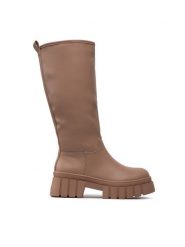 DeeZee Kozaki ZAL90099Y-3 Brązowy. Brązowe kozaki damskie DeeZee, ze skóry, bez obcasa, na płaskiej podeszwie, bez zapięcia. Za 249.99 zł.