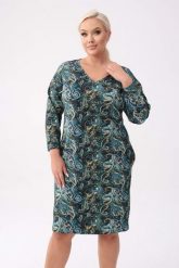 Ołówkowa dresowa sukienka Olivia z motywem ornamentu PLUS SIZE XXL OVERSIZE. Zielone sukienki damskie Moda Size Plus Iwanek, bez wzorów, z bawełny, eleganckie, bez ramiączek. W wyprzedaży za 159.90 zł.